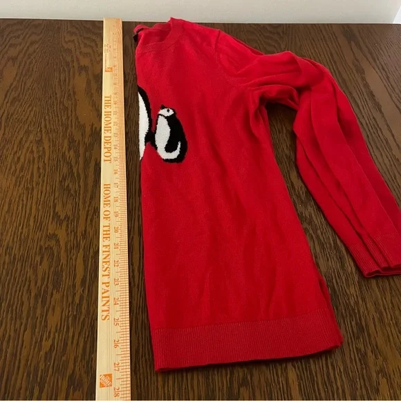 Talbots Supersoft Penguin Crewneck Sweater Red Size Medium Cashmere Blend Preppy - Picture 9 of 9